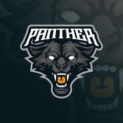Panther mascot logo design vector with modern illustration concept style for badge, emblem and t shirt printing. Panther head illustration for sport and esport team.