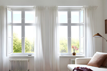 커텐이 있는 창가,창문,인테리어,편안한 거실 분위기