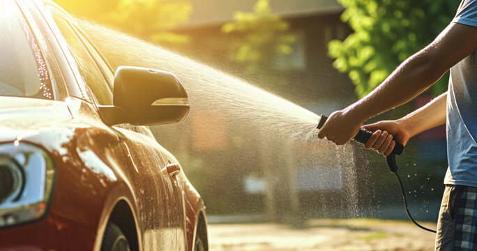 Outdoor car wash, washing car, Auto cleaning, Manual car wash, yard house, wash at home