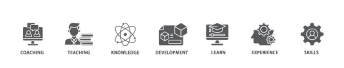 Training and development banner web icon illustration concept with icon of trainer, professional development, supervisory, trainee, instructor, coaching  icon live stroke and easy to edit 