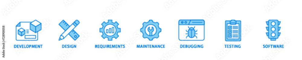 Poster agile banner web icon illustration concept with icon of development, design, requirements, maintenan