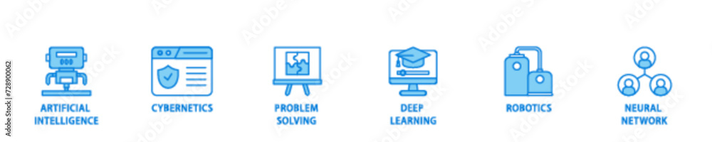 Fototapete ai banner web icon illustration concept with icon of cybernetics, problem solving, deep learning, ma
