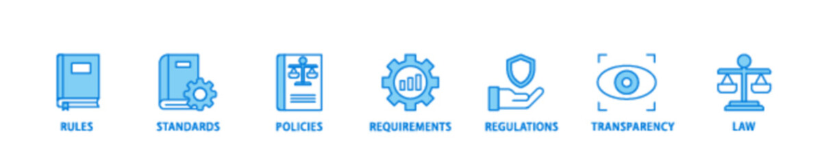 Obraz premium Compliance banner web icon illustration concept with icon of law, requirements, transparency, regulations, policies, standards, rules icon live stroke and easy to edit 