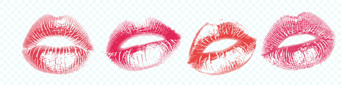 Lipstick kiss with lips print. Vector kiss mark imprint