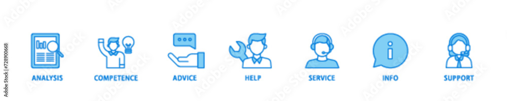 Aufkleber problem solving icon set flow process illustrationwhich consists of analysis, critical thinking, cre