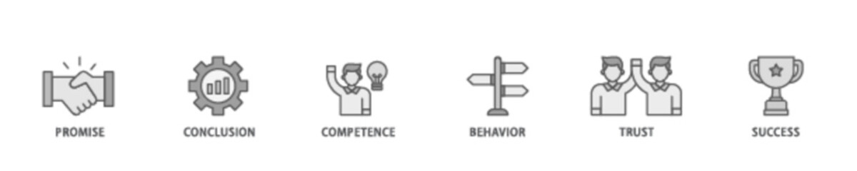 Commitment banner web icon illustration concept with icon of promise, conclusion, competence, behaviour, trust, and success icon live stroke and easy to edit 