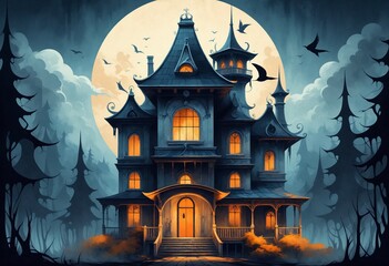 Fototapeta na wymiar Gothic Style Haunted House with Mysterious Atmosphere