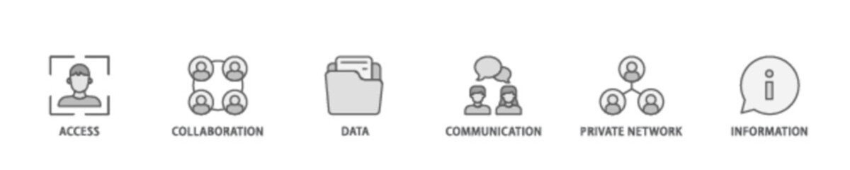 Fototapeta premium Intranet banner web icon illustration concept with icon of access, collaboration, data, communication, private network, and information technology icon live stroke and easy to edit 