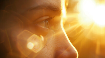 The gentle rays of the setting sun peek through the clouds creating a soft and ethereal light for a portrait.