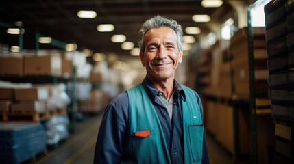 Fototapeta premium Smiling warehouse manager in a warehouse