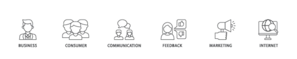Fototapeta premium B2C icon set flow process illustrationwhich consists of business, consumer, communications, feedback, marketing, and internet icon live stroke and easy to edit 