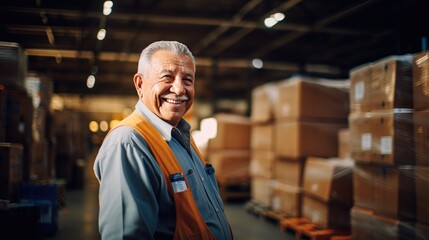 Smiling warehouse manager in a warehouse