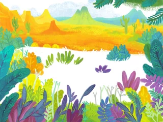  cartoon scene with forest jungle meadow wildlife zoo scenery illustration for children © honeyflavour