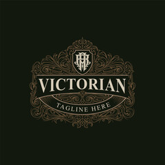 Victorian style monogram with initial AR or RA. Badge logo design. can be applied on stationery, invitations, signage, packaging, or even as a branding element and etc