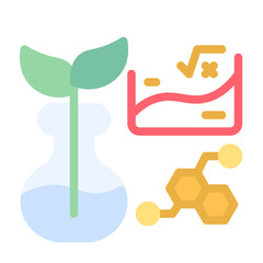 Scientific research icon with flat color style