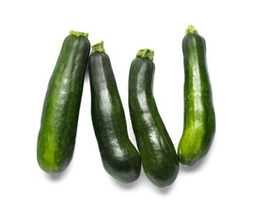 Fresh green zucchini on white background