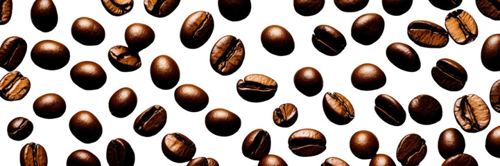 coffee beans on a transparent background.