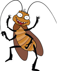 Dancing cockroach icon cartoon vector. Biology insect. Antenna nature