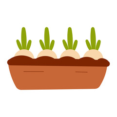 pot earth onion fruit growing home garden icon element