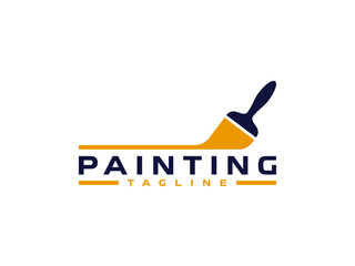painting logo vector illustration. paint brush logo template - obrazy, fototapety, plakaty