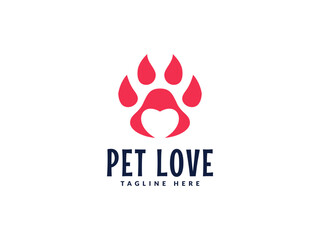Obraz premium paw love logo vector illustration. paw heart logo template