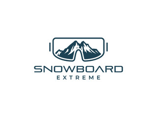 ski snowboard logo vector illustration. mountain goggle glasses logo template
