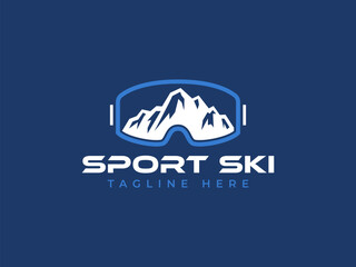 ski snowboard logo vector illustration. mountain goggle glasses logo template
