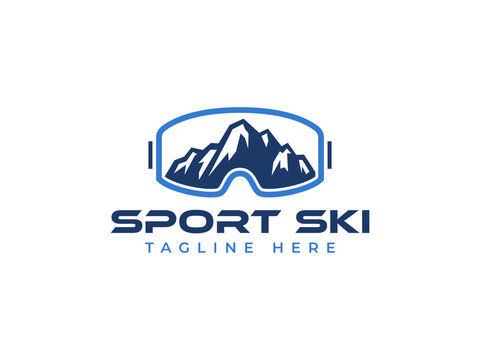 ski snowboard logo vector illustration. mountain goggle glasses logo template