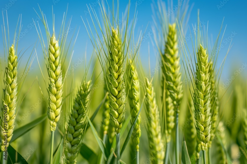 Poster spikelets of the harvest. background with selective focus and copy space