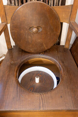 Antique wooden commode chamber pot toilet chair seat
