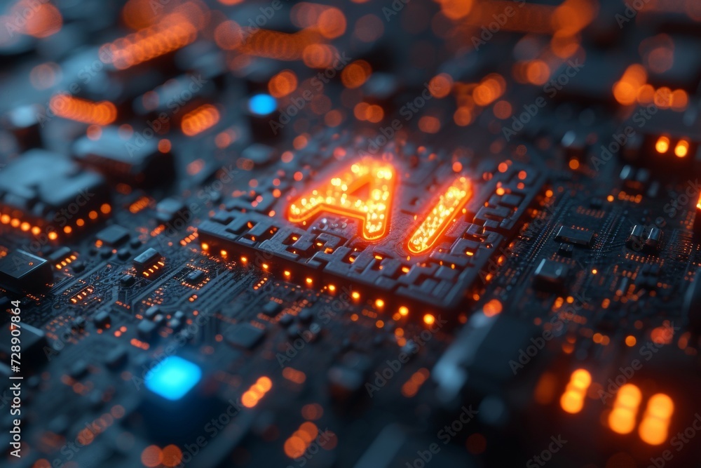 Aufkleber ai processor. background with selective focus and copy space