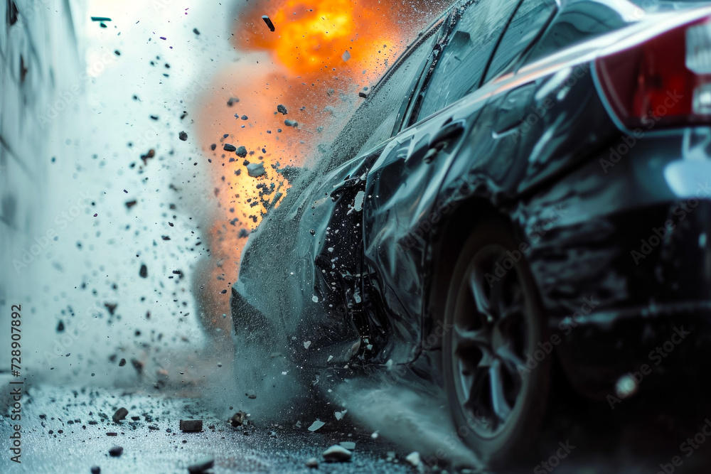 Aufkleber crash test concept. background with selective focus and copy space