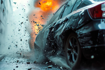 Crash test concept. Background with selective focus and copy space