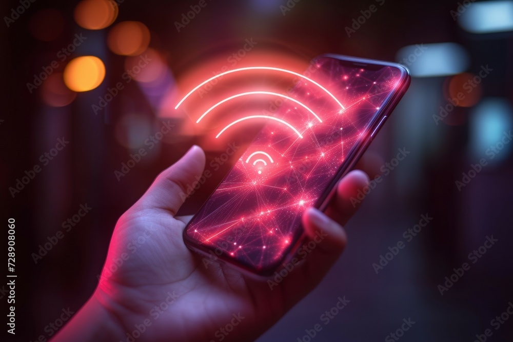 Aufkleber wi-fi signal concept. background with selective focus and copy space