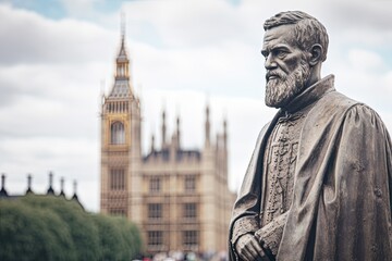 William Tyndale statue from profile. - obrazy, fototapety, plakaty