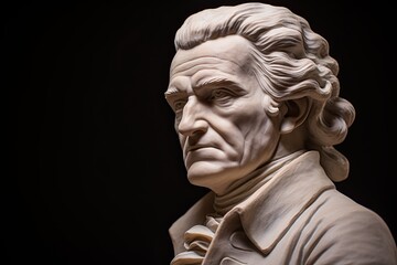 Jacques Rousseau statue from profile.