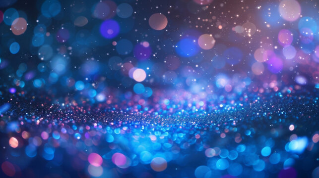 A vibrant canvas of swirling particles in shades of blue and purple mimics the allure of a starry night sky inviting you on an interstellar journey through the vast expanse