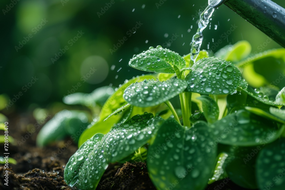 Poster watering and irrigation concept. backdrop with selective focus and copy space