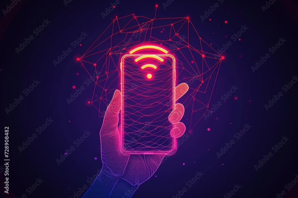 Poster wi-fi signal concept. backdrop with selective focus and copy space