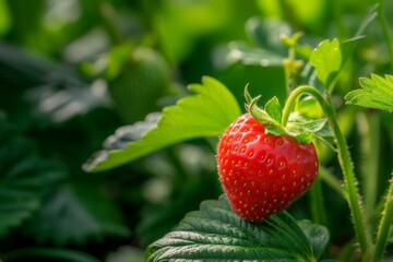 Strawberry harvest. Backdrop with selective focus and copy space