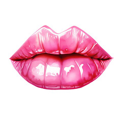watercolor pink lips isolated on white