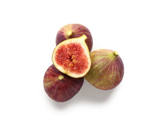 Ripe fresh figs isolated on white background