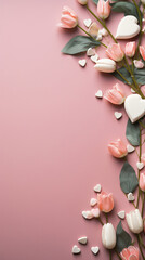 Fototapeta na wymiar pink rose petals and heart