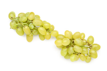 Sweet green grapes on white background