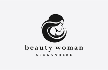 Obraz premium Woman logo style icon design template flat vector