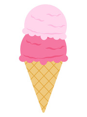 ストロベリー味のアイスクリームのイラスト
