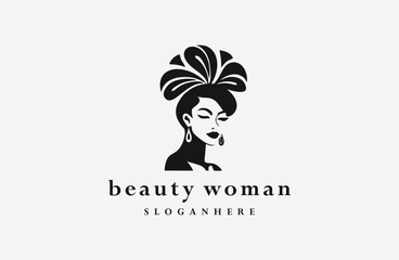 Woman logo style icon design template flat vector