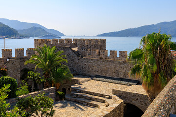 The ancient city fortress of the city of Marmaris. Background with selective focus and copy space