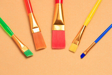 Fototapeta premium Paint brushes. Background with selective focus and copy space