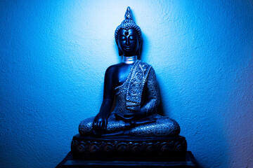 buddha photo black light blue artistic